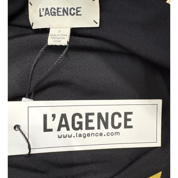 $495 L'AGENCE REINER FLORAL ROSES FAUX WRAP BLACK LONG STRETCH MINI DRESS SZ 0 - Picture 5 of 5